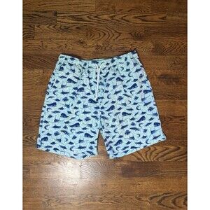 Peter Millar Men's Swim Trunks Seaside Collection, Blue Fish Print, XL